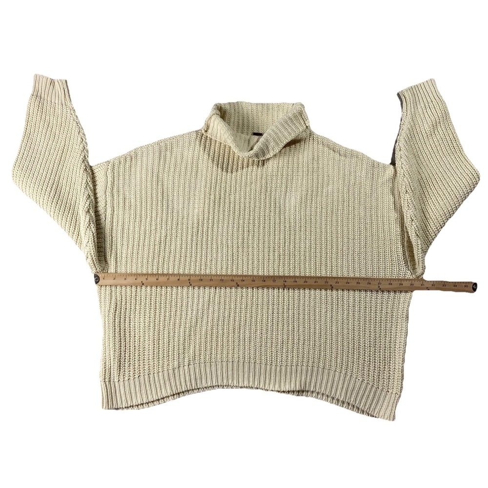 Free People Chunky Knit Funnel Neck Sweater Oversized Slouchy L 90s Butter Mom - Picture 6 of 10